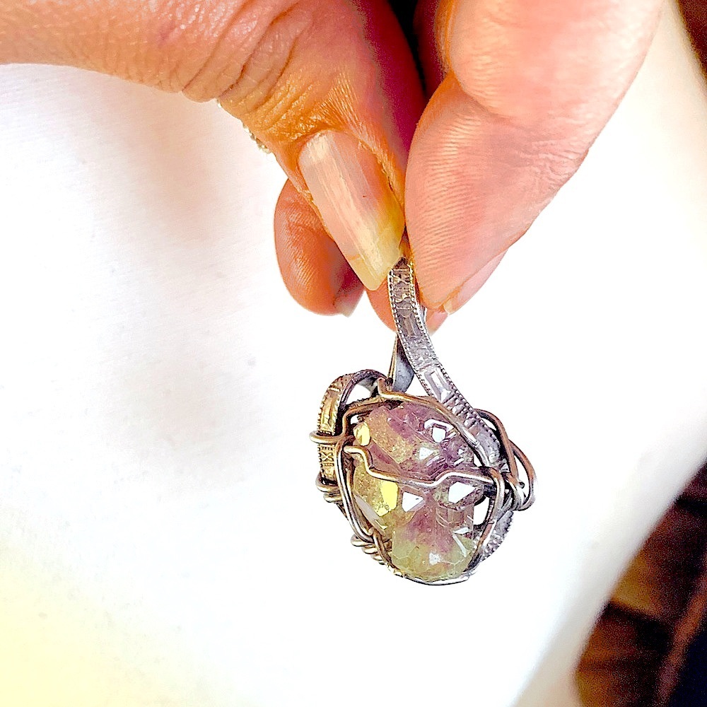 RARE Vesuvianite and Sterling Silver‎ Pendant
